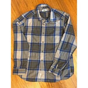 REI Co-op Shirt Mens Medium Green Blue Plaid Long Sleeve Button Up Hiking
